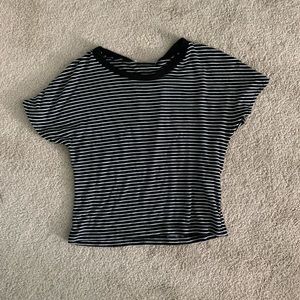 zara black and white striped crop top